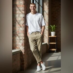The Hundreds Men’s Relaxed Fit Tan Denim Pants Classic Straight-Leg Size 36